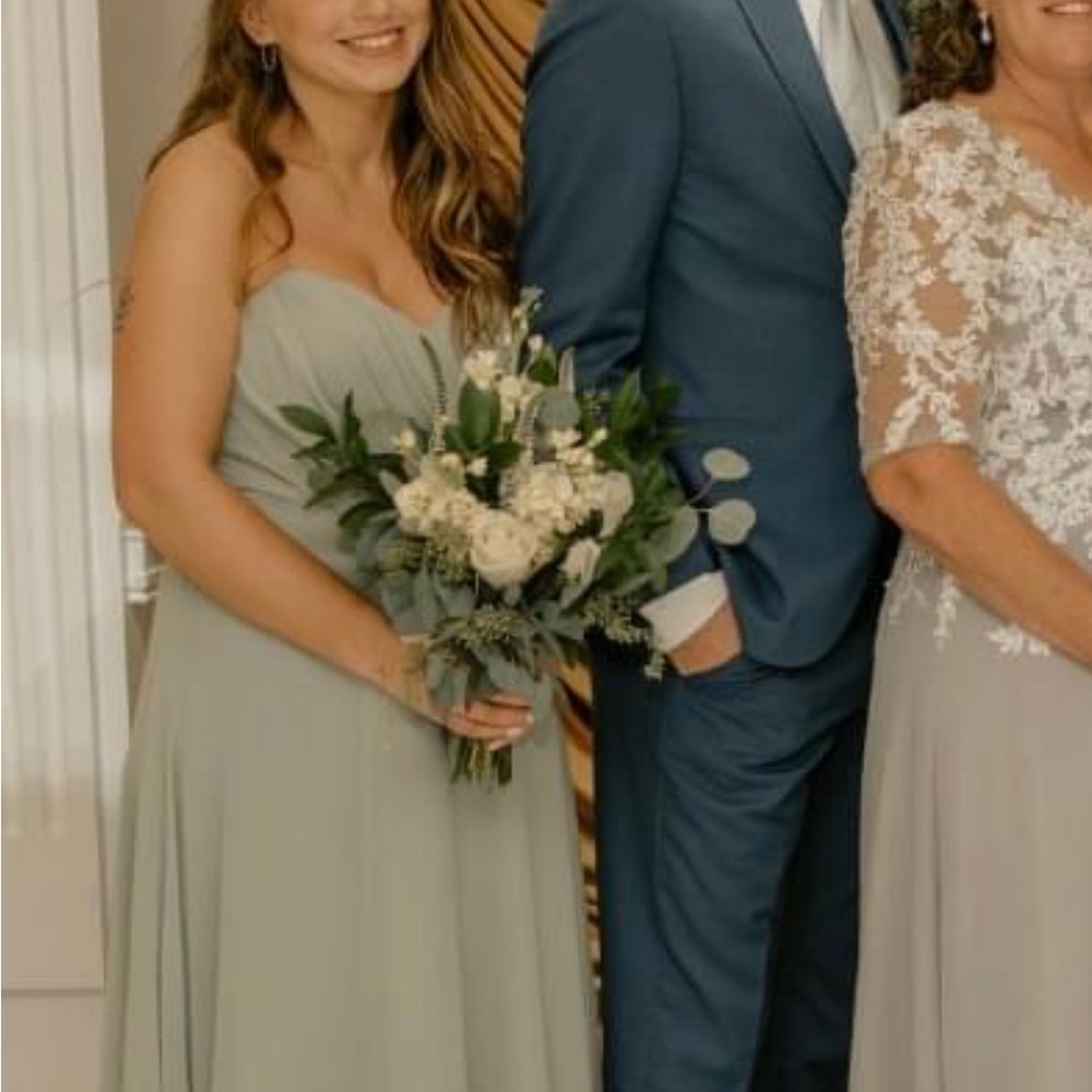 Sorella Vita strapless sage bridesmaid dress